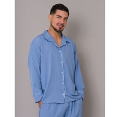 SOÑALIERE - Pijama de Hombre Camisero Seda con Pantalon