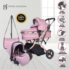 BABY - Coche Moisés 4 en 1 «EKATER» con Portabebé Pink