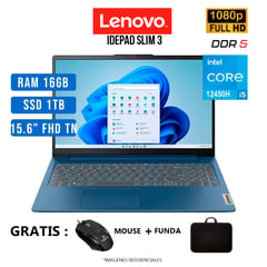 LENOVO - LAPTOP CORE I5-12450H 16GB RAM, 1TB SSD, 15.6" FHD - IDEAPAD SLIM 3 15IAH8