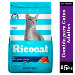 RICOCAT - Comida para Gato Adulto Atún Sardina y Trucha 15 kg