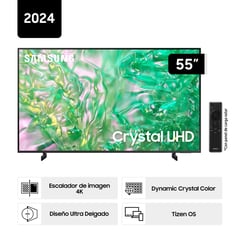 SAMSUNG - TELEVISOR 55 UN55DU8000GXPE SMART TV 4K CON CONTROL DE VOZ NEGRO 2024