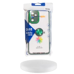 GENERICO - Case Transparente Cromado + Aro + Mica Vidrio Samsung A04S Verde