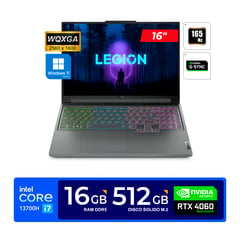 LAPTOP LEGION SLIM 5 16" WQXGA IPS Core i7-13700H 2.4/5.0GHz 16GB DDR5 512GB RTX 4060 8G W11