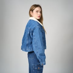 LIBAAX - CASACA CROP PELUCHE DENIM