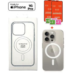 GENERICO - Case Protector Clear Magsafe para IPhone 16 Pro + Kit Protección