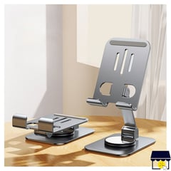 GENERICO - Soporte holder 360° de acero plegable para celular tablet - Plateado