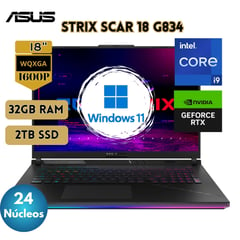 Laptop ROG Strix SCAR 18 G834 18" Core i9-14900HX 32GB 2TB SSD RTX 4090 16GB W11