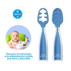 GENERICO - Set de 2 Pre Cucharas de Aprendizaje para Bebés AZUL