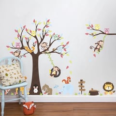 LITTLE BRU ACCESORIOS EXCLUSIVOS - Sticker vinil decorativo cuarto de bebé o infantil Árbol y animales