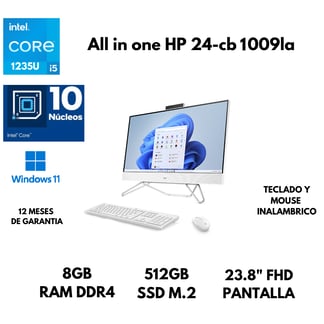 HP - ALL IN ONE 24-CB1009LA CORE I5-1235U 8GB RAM 512GB SSD 23.8 FHD