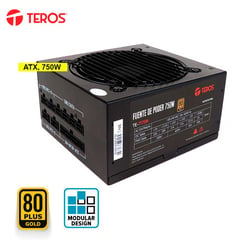 TEROS - Fuente Poder Certificada TE7175 Modular ATX 750W 80 Plus Gold