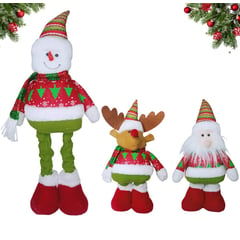 GENERICO - Trio muñeco patilargas de navidad adornos navideños 56cm