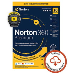 NORTON - Antivirus 360 Premium 10 dispositivos 2 años