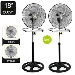 BOSKKO - Ventilador Pedestal 3 en 1 De 18″ 200 W BK-8219VI/NG x 2 unidades