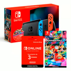 Consola Switch 2019 Neon Bat Extendida Bundle Mario Kart 8