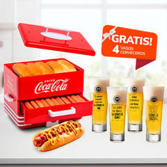 NOSTALGIA - Máquina Vaporera De Hot Dog Coca Cola con 4 Vasos Cerveceros