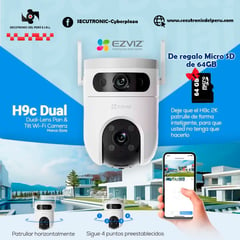 EZVIZ - CAMARA IP H9C PT LENTE DUAL EXTERIOR 6MP WIFI LENTE 28+6MM + MICRO SD 64GB