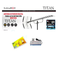 Easy Corp - ANTENA DIGITAL TITAN HD 2040 - MAS AMPLIFICADOR 8 TELEVISORES