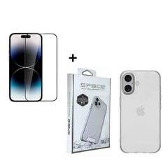 CASE - SPACE TRANSPARENTE + MICA DE VIDRIO PARA IPHONE 16