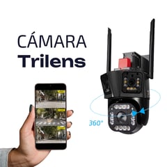 TRENDY TECH E I R L - CÁMARA DE SEGURIDAD IP TRIPLE LENTE EXTERIOR WIFI 360 2K ZOOM 10X