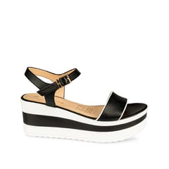 VIALE - Sandalia D'orsay Casual DAYA-2507 Negro/Blanco Cuero