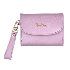 PERRY JHAN - Monedero Billetera Tarjetero Mujer 100% Cuero Color Rosado Nacarado