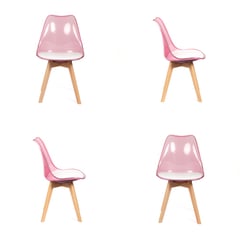 GRUPO CB - Silla Acolchada Modelo Eames Rosa Translúcido Pack x4