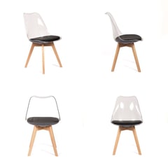 GRUPO CB - Silla Acolchada Modelo Eames Tranparente con Asiento Negro