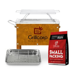 GRILLCORP - Caja China Chica Premium + Parrilla de Varillas + Carbón 2kg