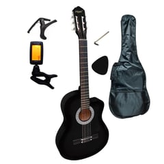 VOZZEX - Guitarra acústica Negro 39″ cn funda Afinadr capo púa llave