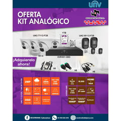 UNV - KIT DE 8 CAMARAS FULL HD 2MP 1080P INTERIOR Y EXTERIOR CON IR DE 20MTS MARCA