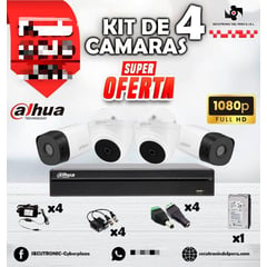 DAHUA - KIT DE 4 CAMARAS FULL HD 1080P CON DISCO 1TB