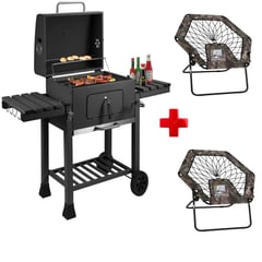 ANGUS PRIME BBQ & GRILL - Parrilla a Carbón Práctica Plus + 2 Sillas Flex - Angus Prime