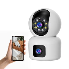 AV HOME - Cámara de seguridad doble lente mini Vigilancia 360° Wi-fi