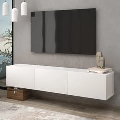 TU MESITA - Mesa de TV Flotante Aquiles color Blanco 3 puertas