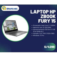 HP - Laptop Zbook Fury 15.6 G8 Workstation Ram 32 GB SSD 512 GB