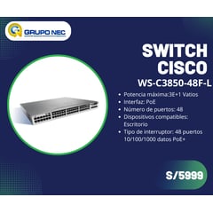 CISCO - Switch WS-C3850-48F-L