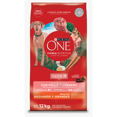 PURINA ONE - Adultos Medianos/Grandes Pollo/cordero 12 kg