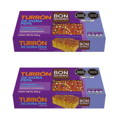 BIMBO - Turron de Doña Pepa BON GIORNO Caja 1KG - Dos cajas de 500g