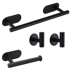 HOGARMAS - Set de Accesorios Black para Baño con Autoadhesivos