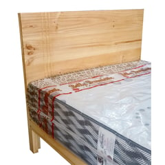 GENERICO - CAMA CUADRADA ALTA 1.5 PLZ MADERA PINO ,MODELO NIZA CON SABANERA