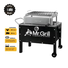 MR GRILL - Caja China Mediana Jr Inox con parrilla regulable + Termómetro