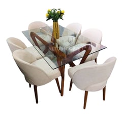 ALTO HOGAR - Juego de Comedor 6 Sillas Moon Crema