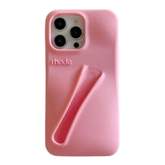 RHODE - Funda de silicona Rosa para brillo de labios en iPhone 15 Pro Max