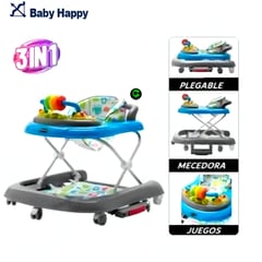 HAPPY BABY - Andador Mecedora con juegos Didáctico PICARÓN - AZUL