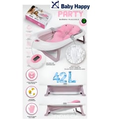 HAPPY BABY - Bañera Plegable Baby Happy Party Completo Rosado