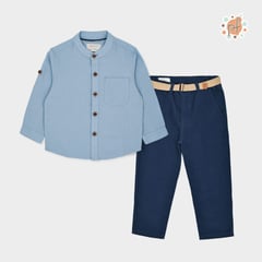 HORMIGUITA - Conjunto Casual Camisa Pantalón Niño Celeste