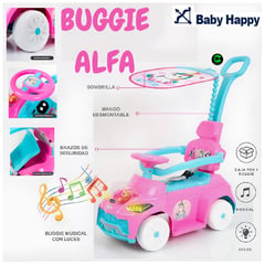 BABY HAPPY - Buggie Correpasillo Musical Robot Mediano BH - 832 Rosado