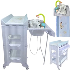 STOKKER BABY - Bañera cambiador + regadera cojín aquario CELESTE