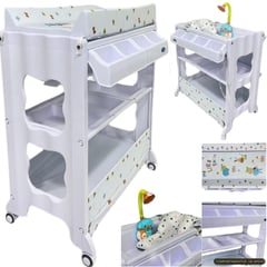 STOKKER BABY - Bañera cambiador con regadera y cojín CRISTALL BLANCO